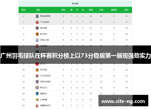 广州羽毛球队在杯赛积分榜上以73分稳居第一展现强劲实力